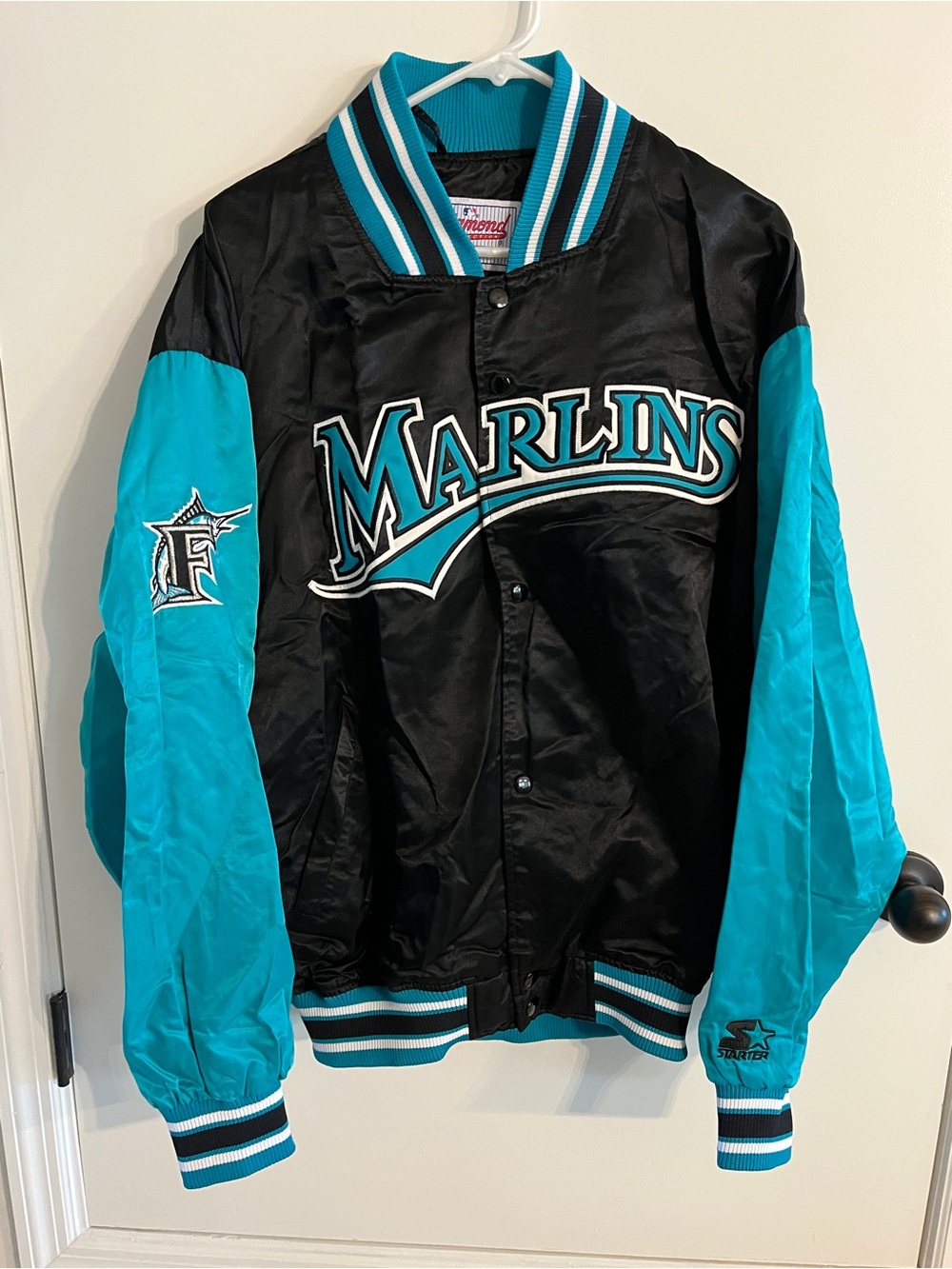 MLB Starter Diamond Collection Mens XL Florida Marlins Button Down Jacket